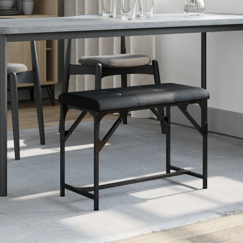 Banco de jantar 62x32x45 cm ço e couro artificial preto para Jantares