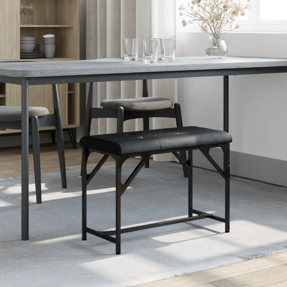Banco de jantar 62x32x45 cm ço e couro artificial preto para Jantares