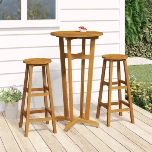 Conjunto de bar 3 peças madeira de acácia maciç Clicnbuy