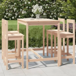 5 peças conjunto de bar para jardim pinho maciço Clicnbuy