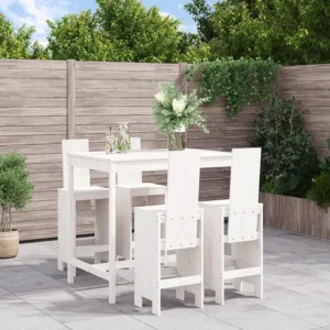 5 peças conjunto de bar para jardim pinho maciço branco Clicnbuy