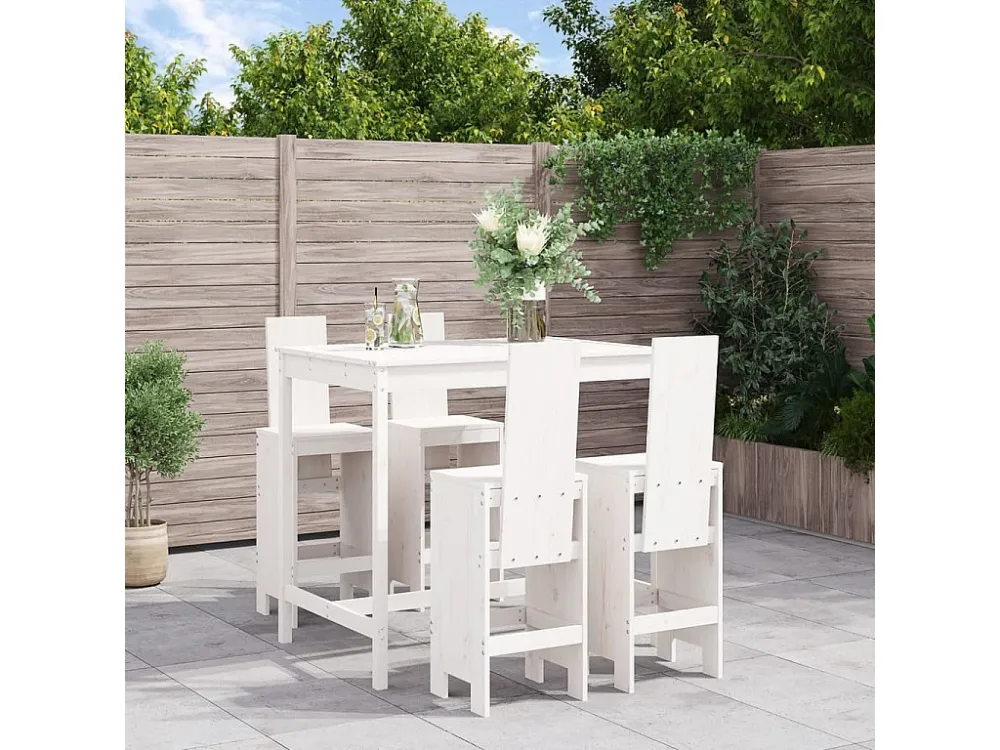 5 peças conjunto de bar para jardim pinho maciço branco Clicnbuy