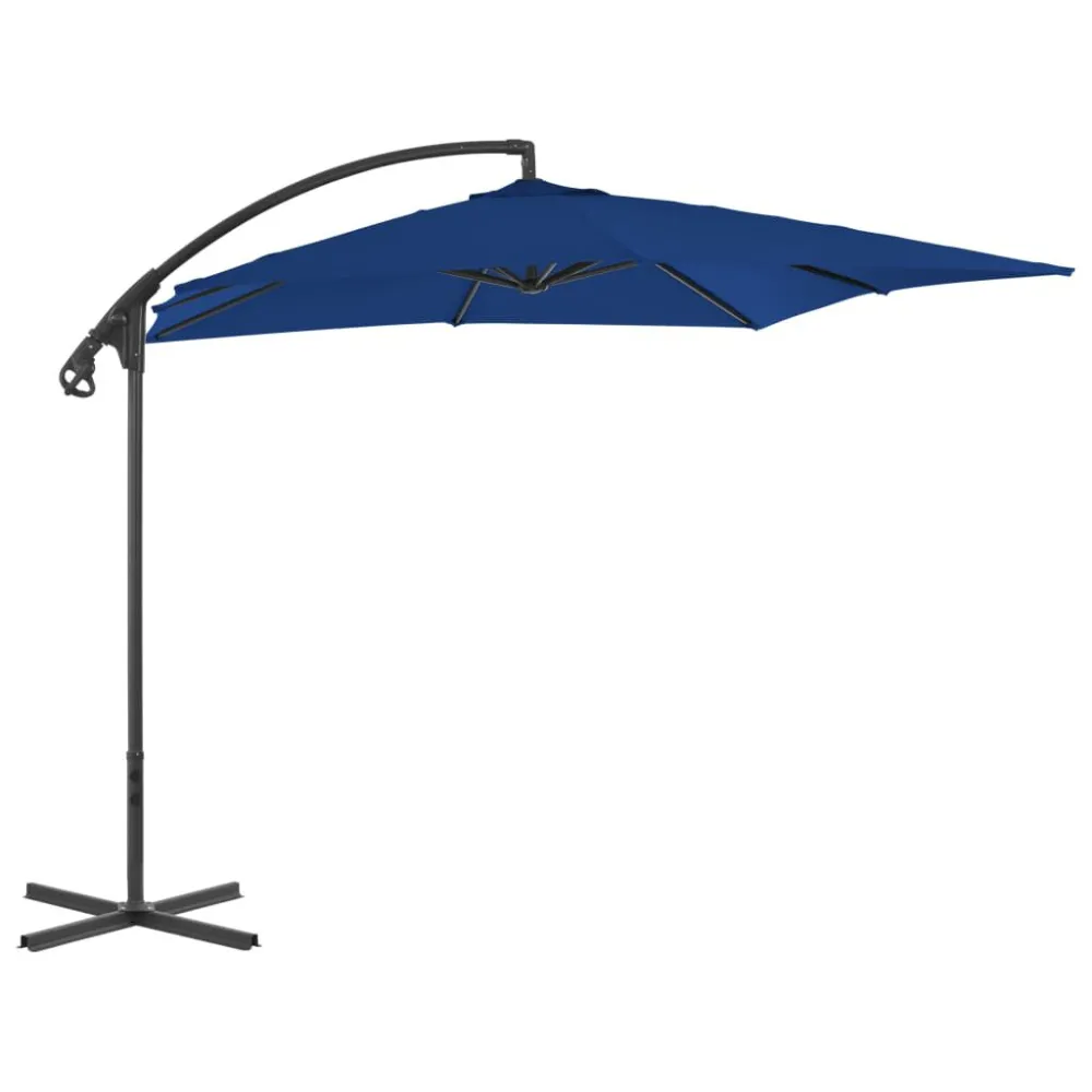 Guarda-sol de Alumínio Guarda-sol de jardim cantilever com poste de ço 250x250 cm azul