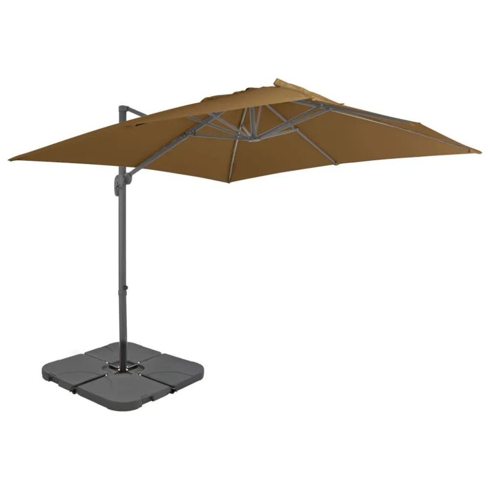 Premium Resistente ao Vento Guarda-sol de jardim com base portátil cinzento-acastanhado