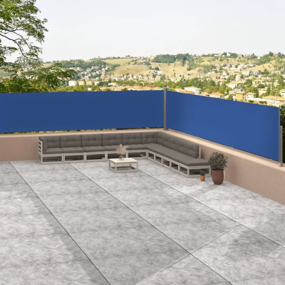 Toldo lateral retrátil 117x1200 cm azul com Inclinação Ajustável