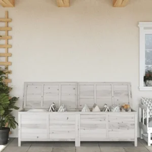 Caixa arrumação para jardim 198,5x50x56,5 cm abeto maciço branco PT966134