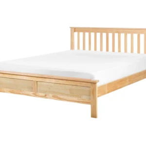 Premium Cama de casal em madeira clara 140 x 200 cm MAYENNE