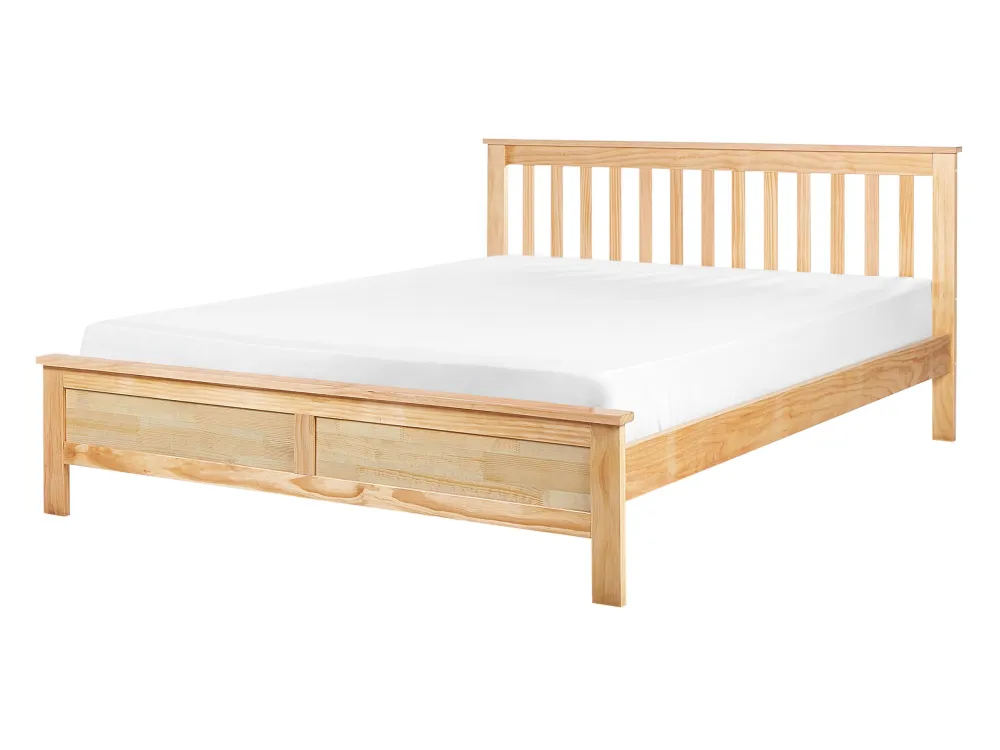 Premium Cama de casal em madeira clara 140 x 200 cm MAYENNE