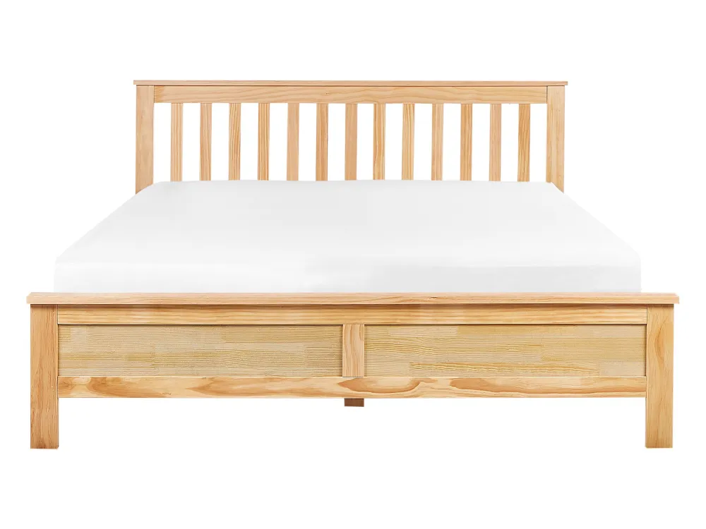 Premium Cama de casal em madeira clara 140 x 200 cm MAYENNE