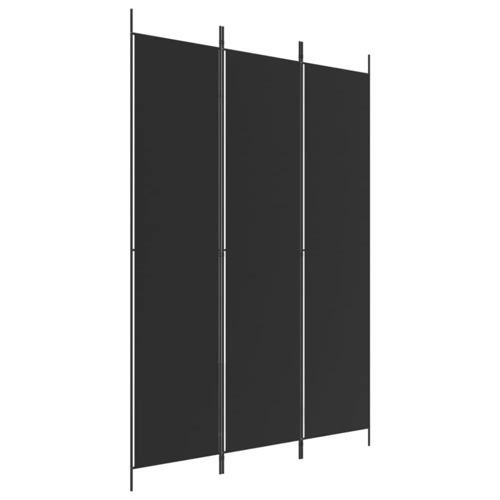 Ergonômico Biombo/divisória com 3 painéis 150x220 cm tecido preto