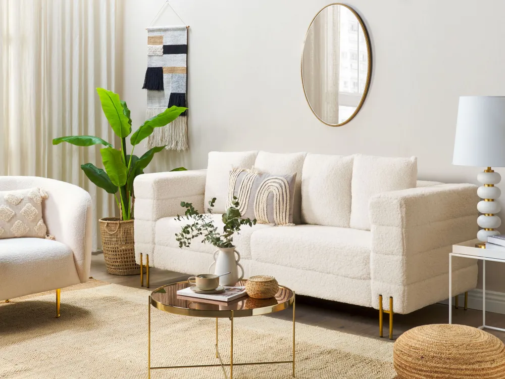 Decoração de parede em algodão creme e preto com borlas HANGU com Detalhes em Metal