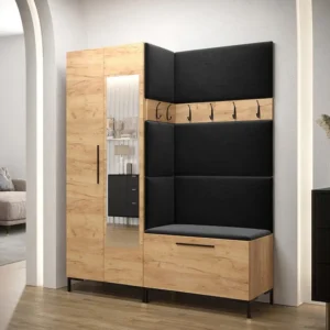 Conjunto para corredor Hartford F107, Espelho, Tecido, 196x158x46cm