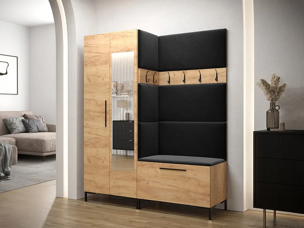 Conjunto para corredor Hartford F107, Espelho, Tecido, 196x158x46cm