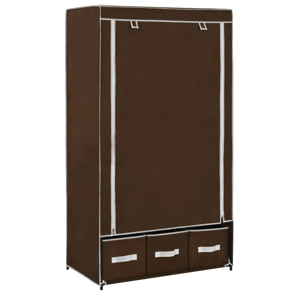 Roupeiro 87x49x159 cm tecido castanho Conjunto de 6 Unidades