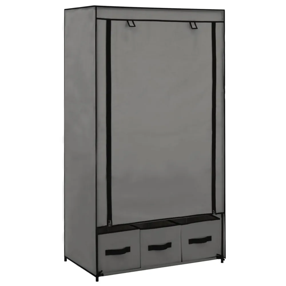 Roupeiro 87x49x159 cm tecido cinzento Empilhável e Modular