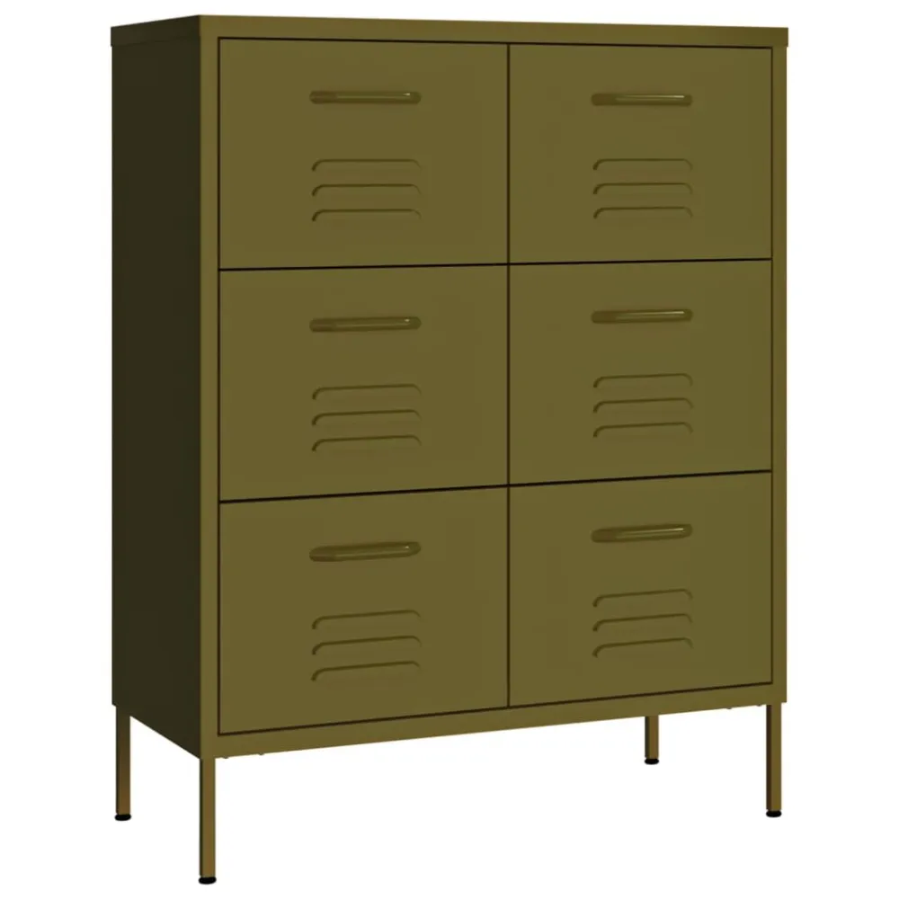 Armário com gavetas ço 80x35x101,5 cm verde-azeitona Empilhável e Modular