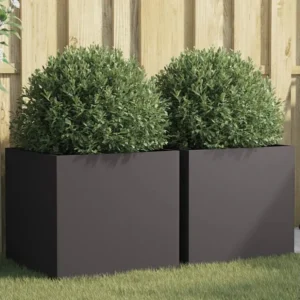 Cachepô de Fibra de Coco Vasos/floreiras 2 peças 49x47x46 cm ço laminado gelado preto