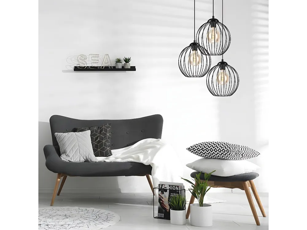 Candeeiro Suspenso Zoya, Preto, 107x50x24 cm, EPIKASA com Prateleira de Cultivo Integrada