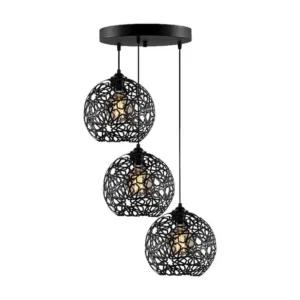 Capacidade Extra Grande Candeeiro Suspenso Siena, Preto, 65 x 65 x 117 cm, EPIKASA
