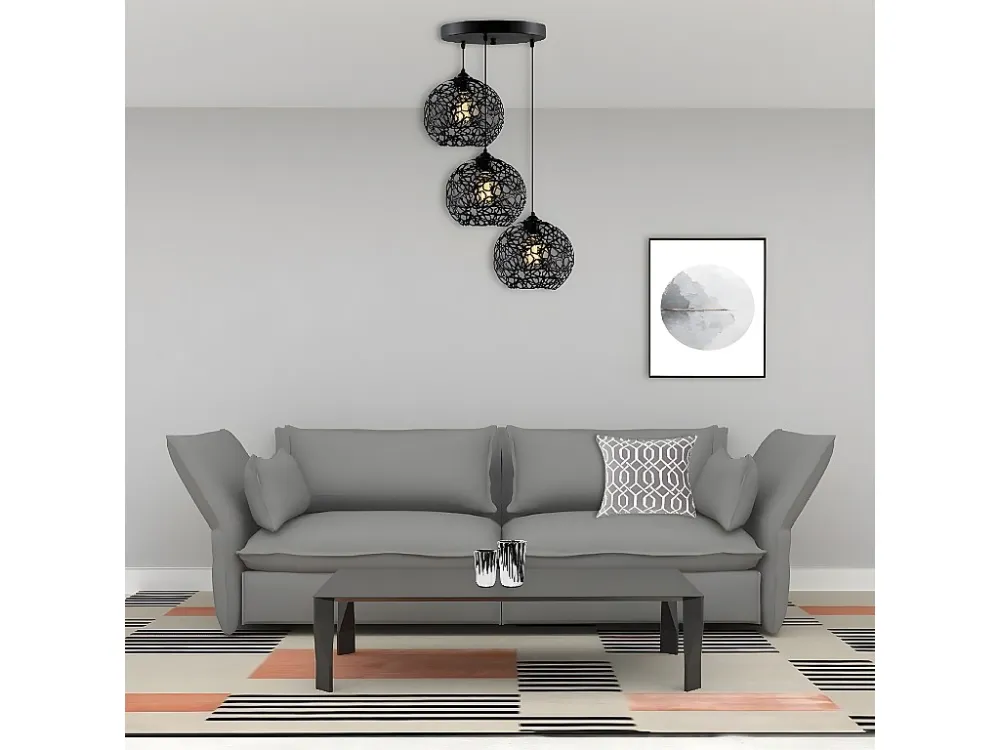 Capacidade Extra Grande Candeeiro Suspenso Siena, Preto, 65 x 65 x 117 cm, EPIKASA