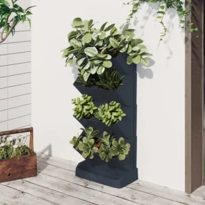 Conjunto floreira vertical 4 peças polipropileno antracite para Varandas e Sacadas