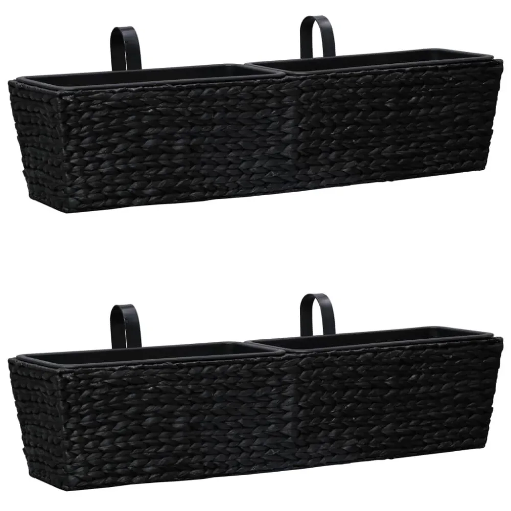 Floreiras de pendurar 2 pcs jacinto de água preto com Pés Elevadores