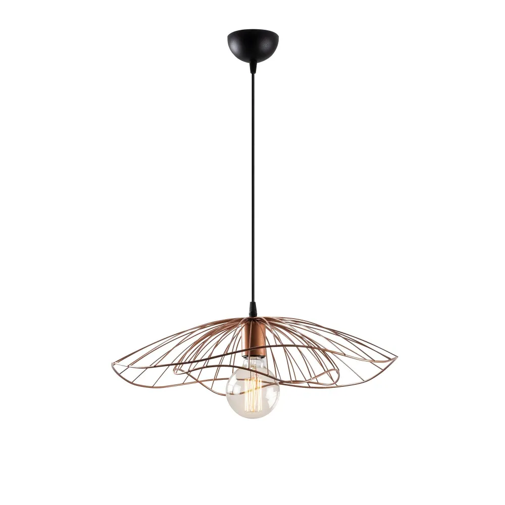 Prato Coletor Suspensão de fio flor tripla Zocho D50cm Metálico Ouro rosa