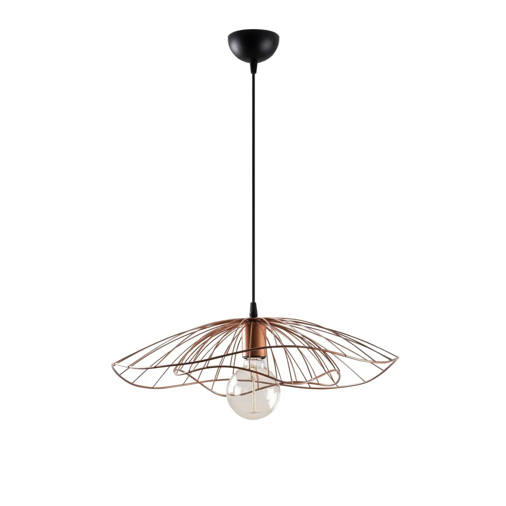 Prato Coletor Suspensão de fio flor tripla Zocho D50cm Metálico Ouro rosa