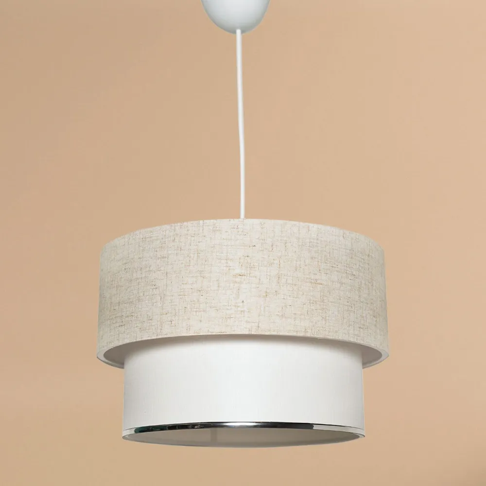 Suspension Clara base Blanc avec abat-jour Ø30cm bicolore Tom neutro et blanc