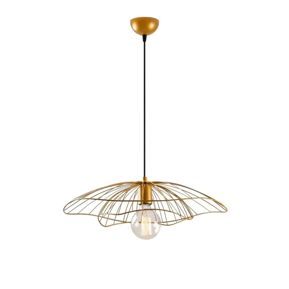 Suspensão suspensa com três flores Zocho D50cm Metálico Ouro