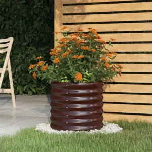 Vaso/floreira de jardim ço revestido pó 40x40x36 cm castanho | Resistente Geada |