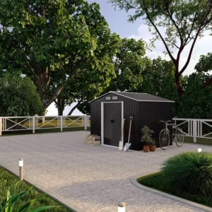 Abrigo de jardim MANSO com 5,2 m² em ço galvanizado - Cinza | Resistente Geada |
