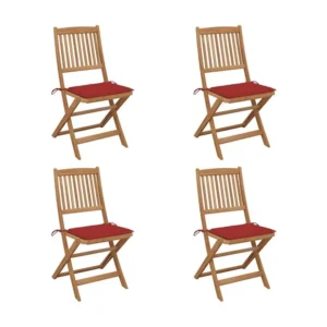 Cadeiras de jardim dobráveis com almofadões 4 peças acácia maciç Clicnbuy