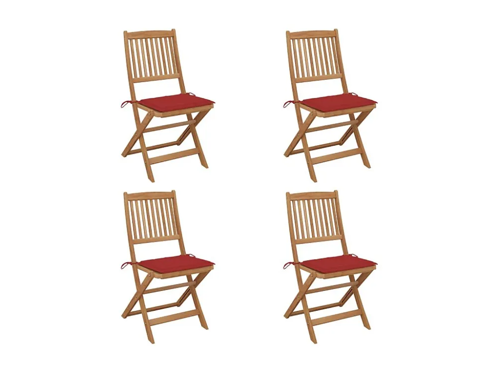 Cadeiras de jardim dobráveis com almofadões 4 peças acácia maciç Clicnbuy