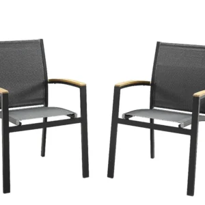 Conjunto 2 cadeirões de jardim empilháveis alumínio antracite - TAIPIVAI MYLIA