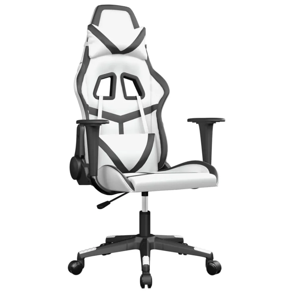 Cadeira gaming couro artificial branco e preto