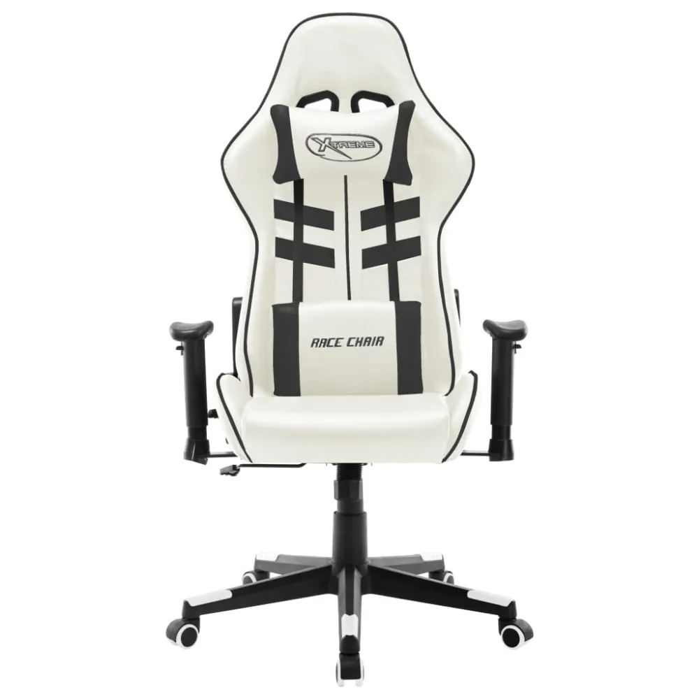 Cadeira de gaming couro artificial branco e preto