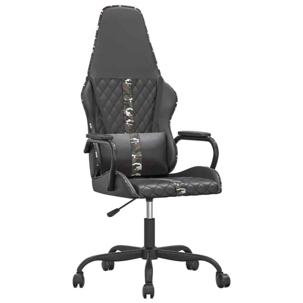 Cadeira gaming couro artificial preto e camuflado