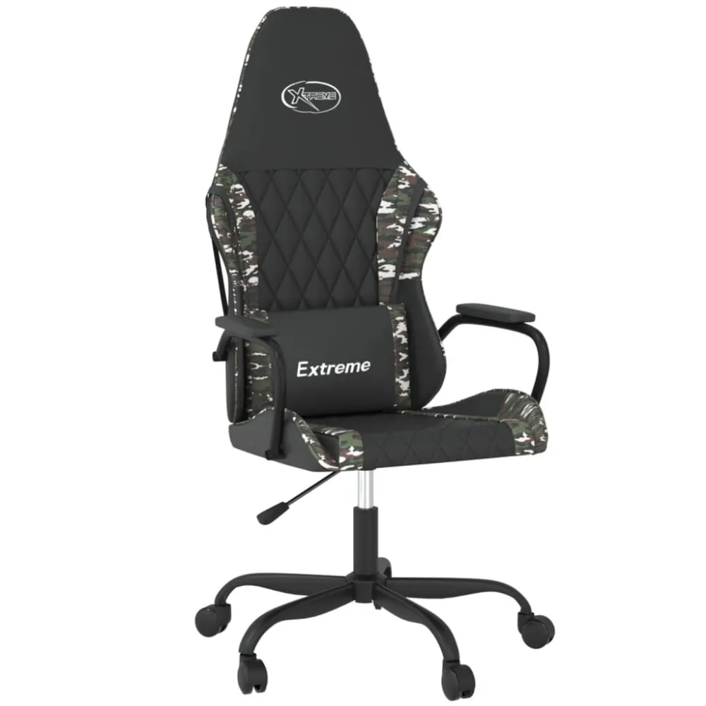 Cadeira gaming couro artificial preto e camuflado