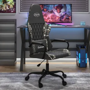 Cadeira gaming couro artificial preto e camuflado