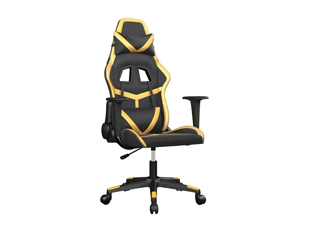 Cadeira gaming couro artificial preto e dourado