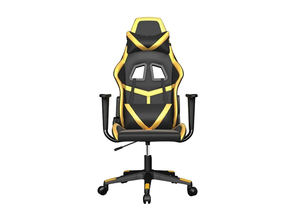 Cadeira gaming couro artificial preto e dourado