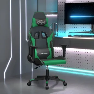 Cadeira gaming couro artificial preto e verde