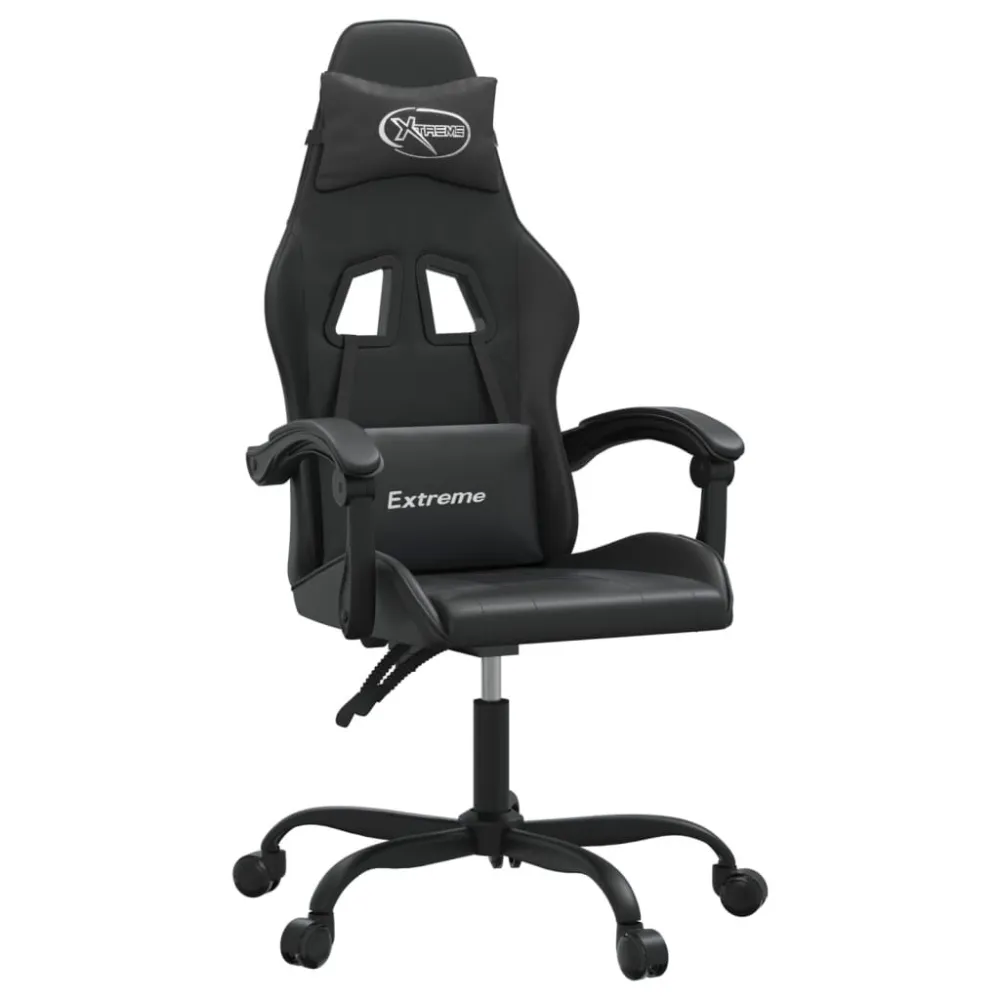 Cadeira gaming giratória couro artificial preto