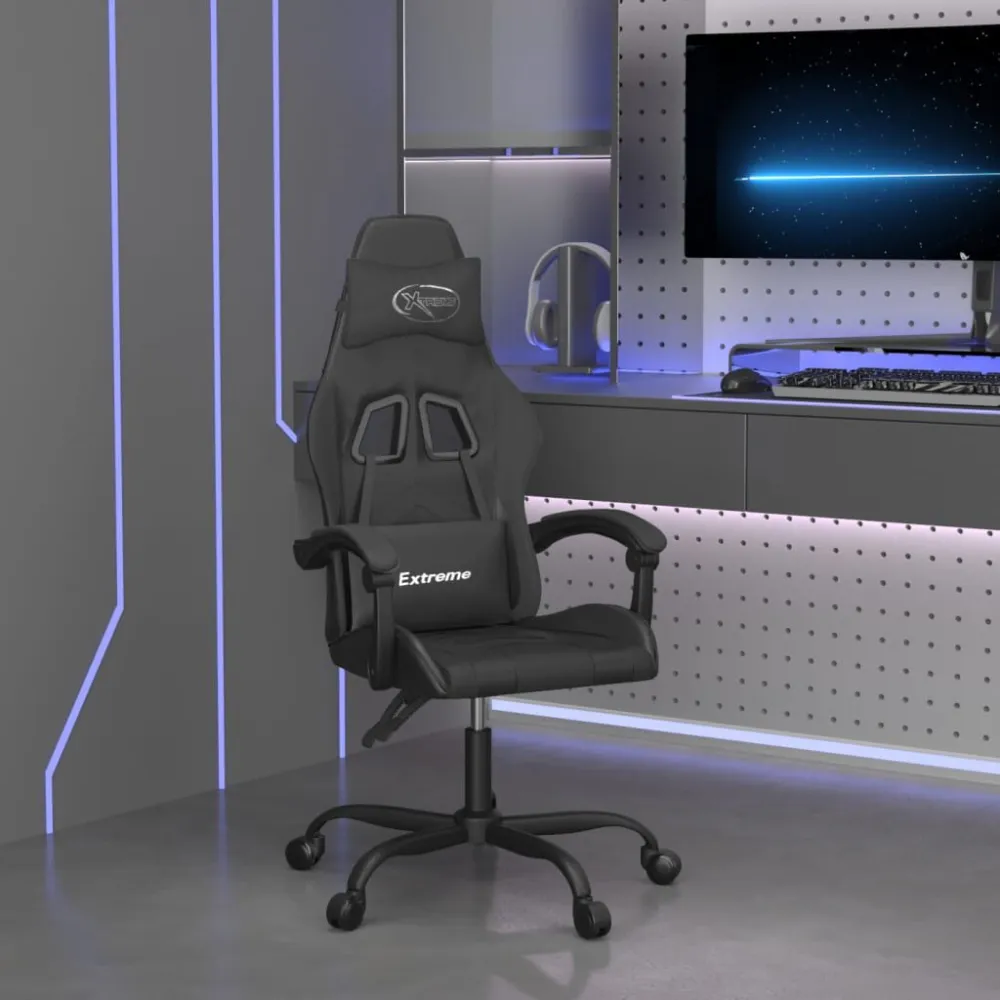 Cadeira gaming giratória couro artificial preto