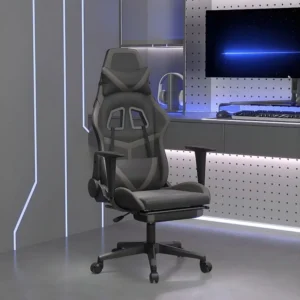 Cadeira gaming massagens com apoio pés couro artif. preto/cinza