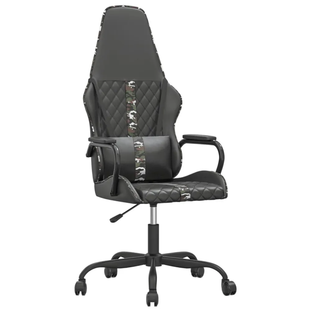 Cadeira gaming massagens couro artificial camuflagem e preto