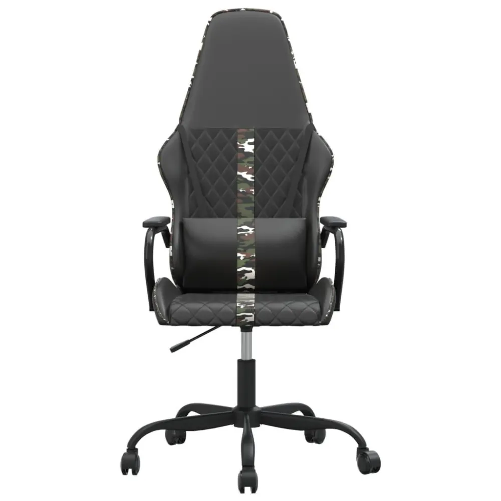 Cadeira gaming massagens couro artificial camuflagem e preto