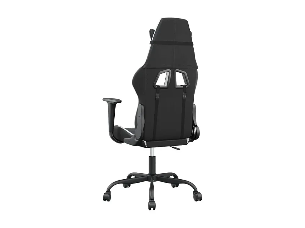 Cadeira gaming massagens couro artificial preto e branco