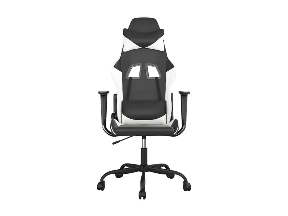 Cadeira gaming massagens couro artificial preto e branco